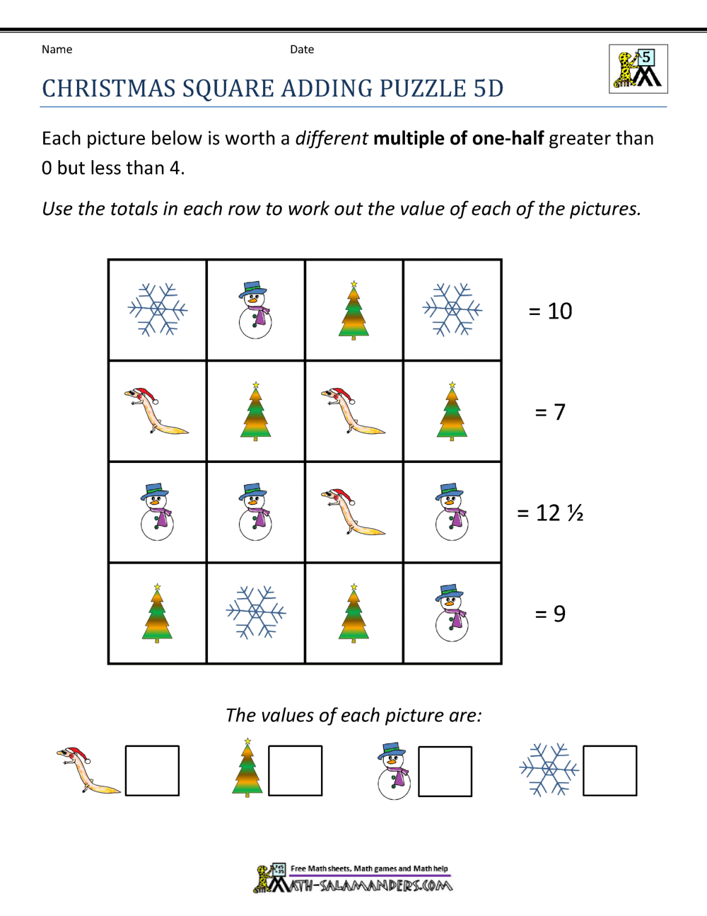 christmas math worksheet division
