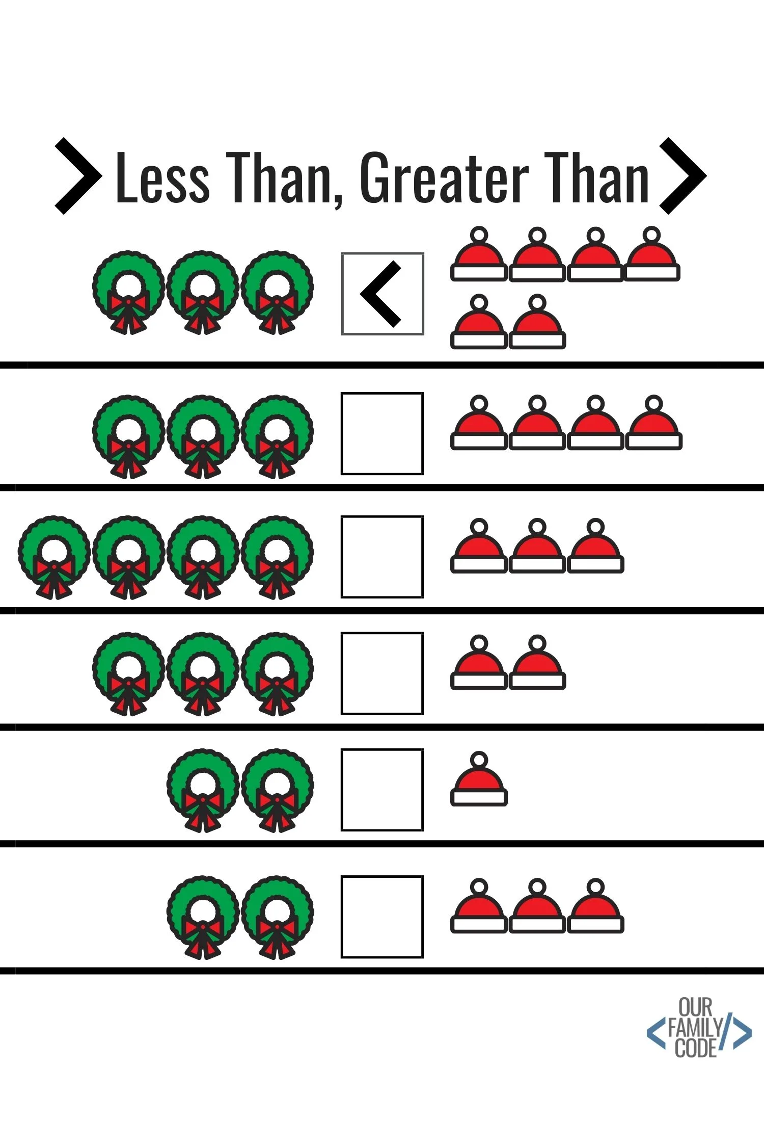 12 Days of Free Christmas Worksheets for Kids! - Our Family Code