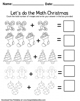 christmas math worksheet for