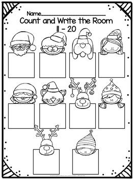 December Count and Write the Room Freebie for Numbers 11-20 ...