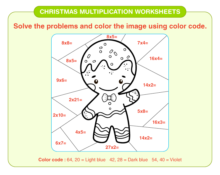 christmas multiplication worksheet 4th grade