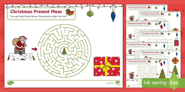 FREE! - Christmas Present Maze Activity Worksheets | Twinkl | KS1