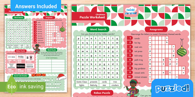 Christmas Puzzle Worksheet - Twinkl - Kids Puzzles - Twinkl