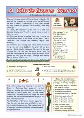 christmas reading comprehension worksheet