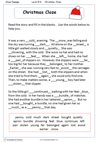 christmas reading worksheet
