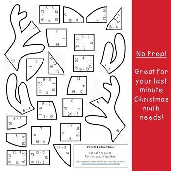 christmas subtraction worksheet for