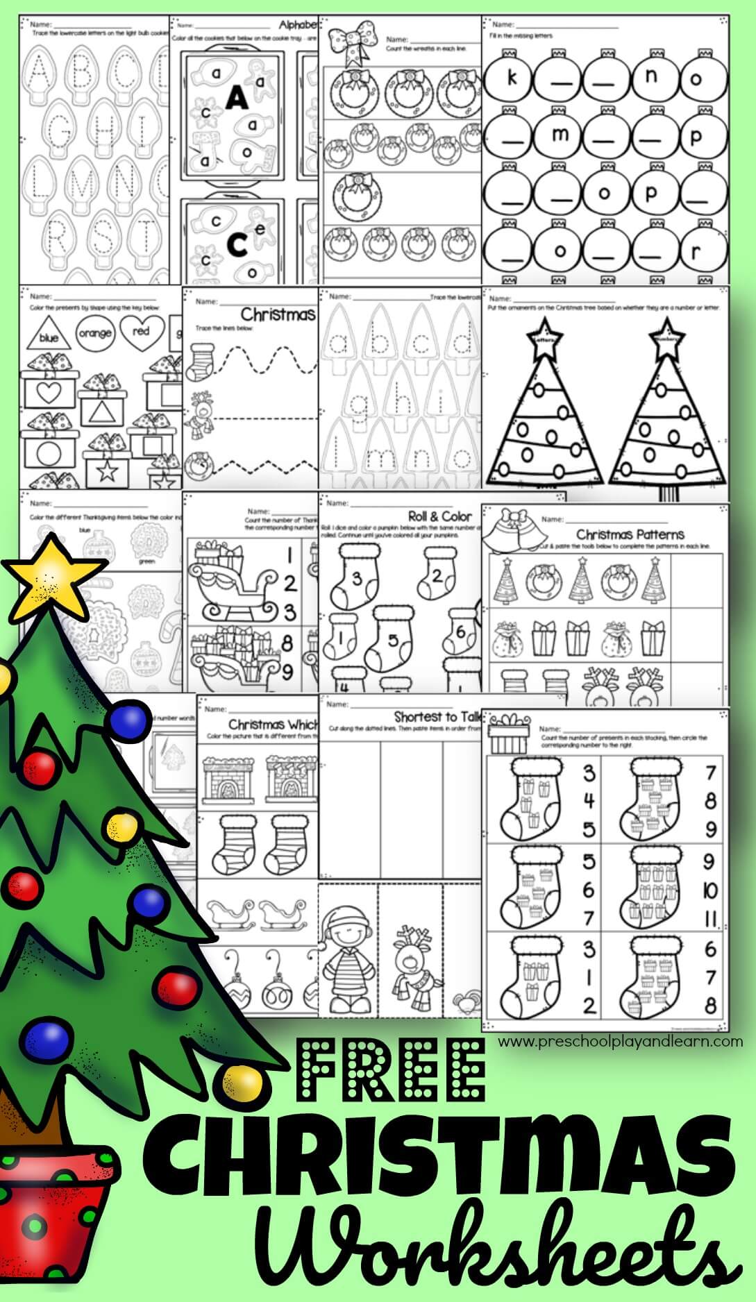 christmas tree worksheet printable
