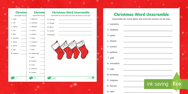 Christmas Word Scramble &  Answer Sheet | Differentiated
