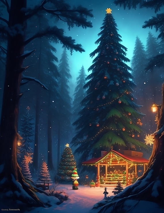Weihnachten Wallpaper mit wunderschönen Lichtern und magischer Stimmung ,  Digital , Sofortiger download