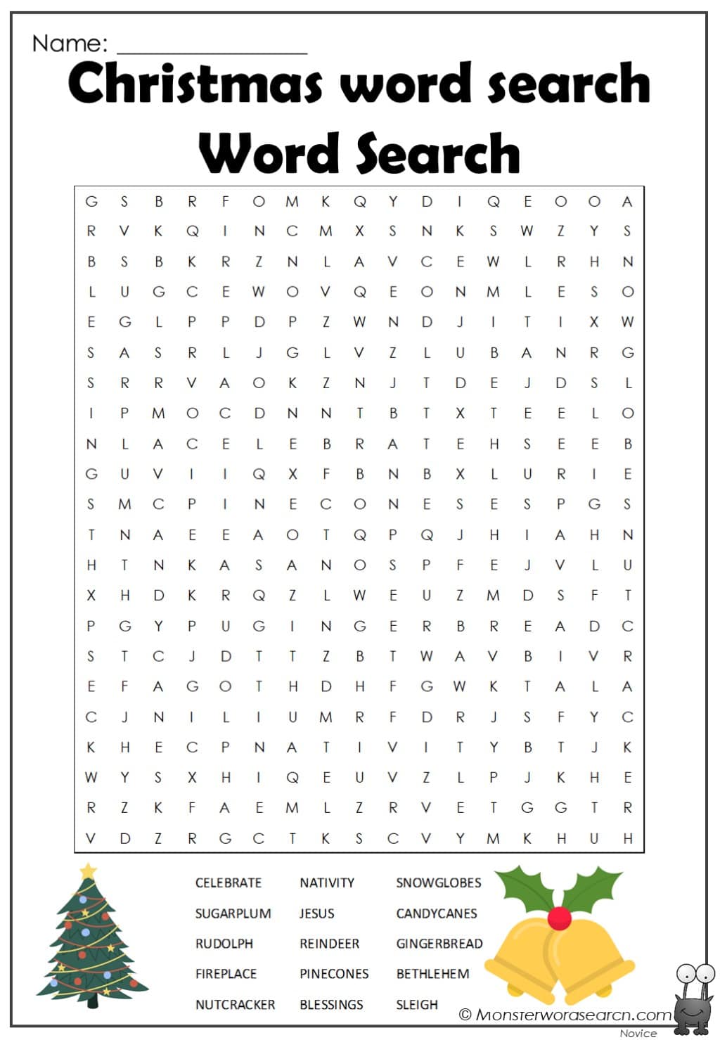 christmas word search worksheet