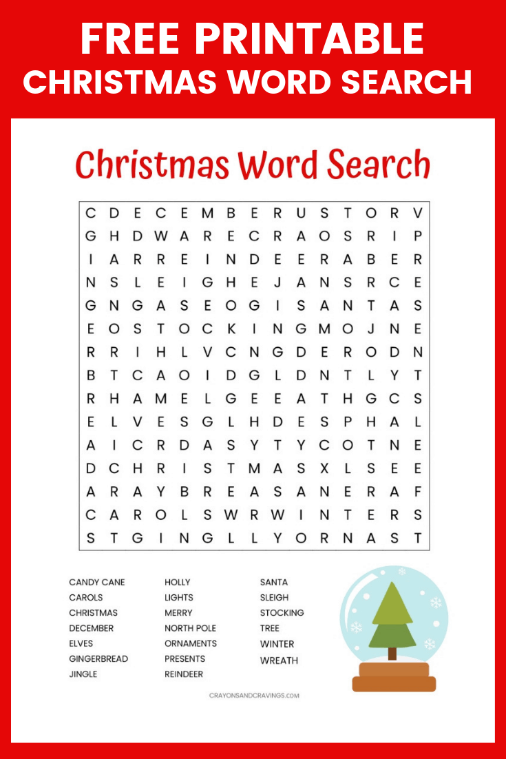 christmas word search worksheet