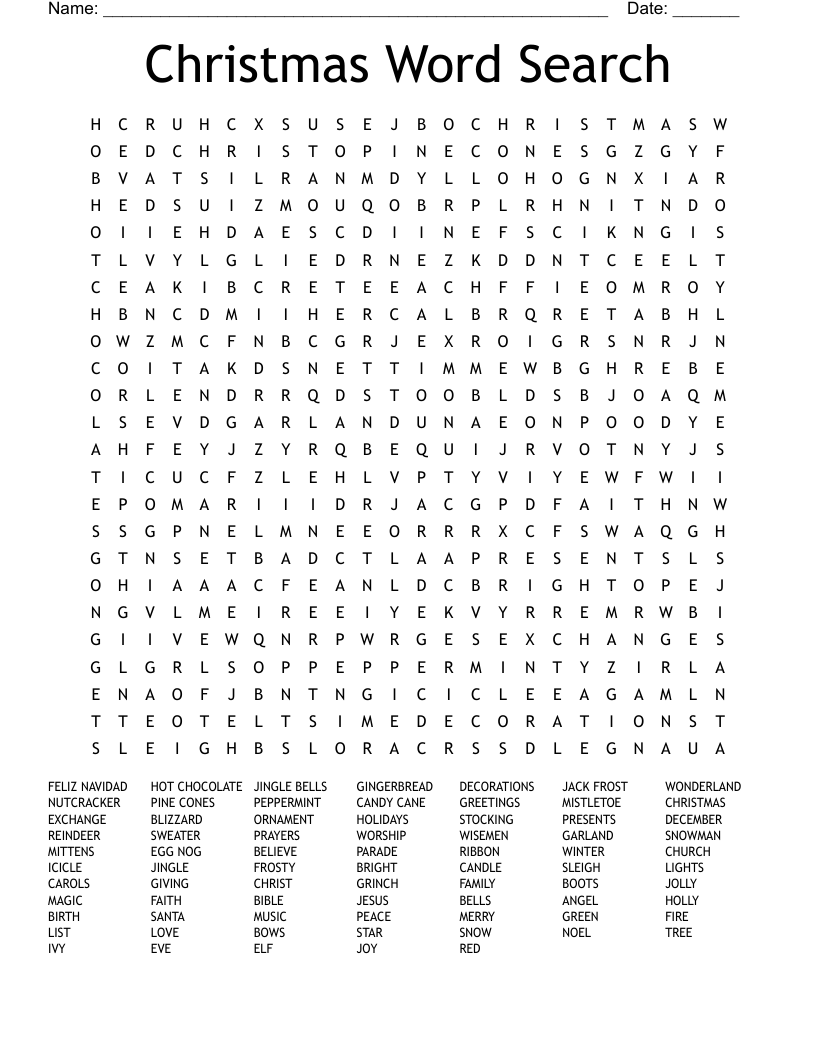 christmas word search