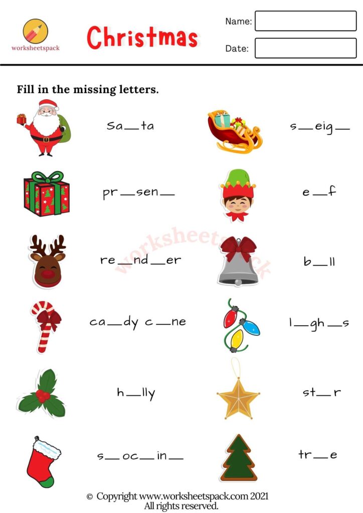 christmas worksheet and
