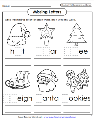 christmas worksheet for 1st grade