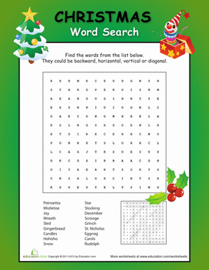 christmas worksheet for 3rd grade