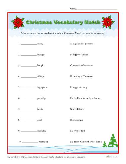 christmas worksheet for 5th graders