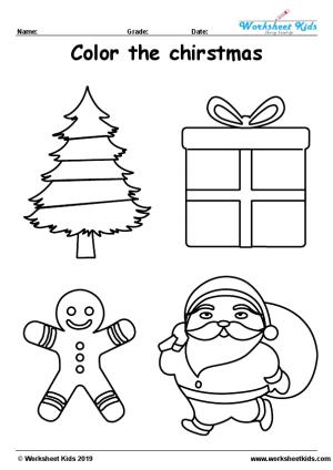Christmas coloring page activity for preschool -Worksheets kids