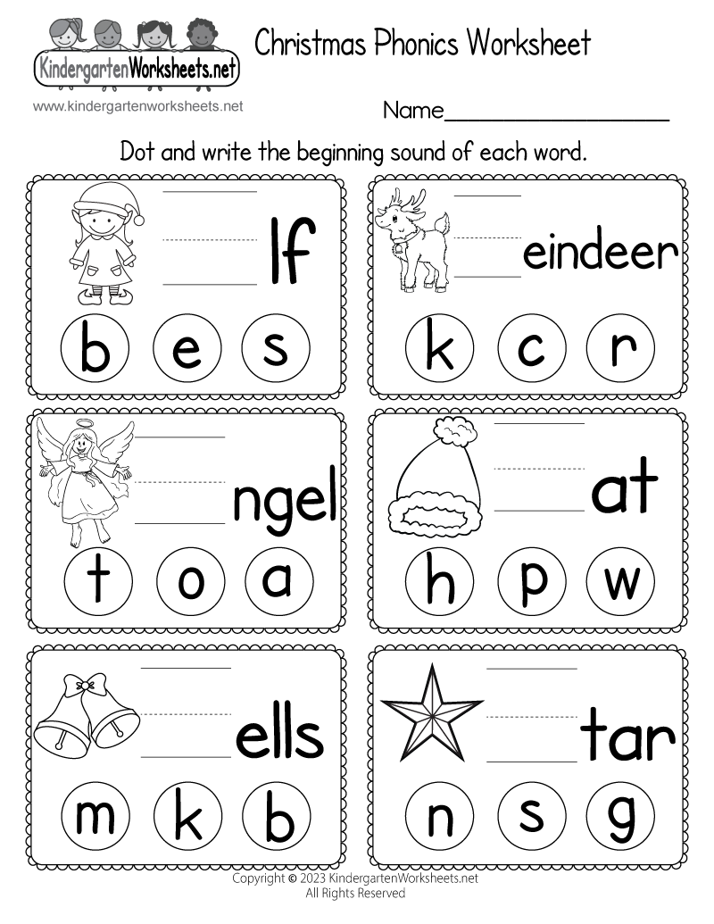 christmas worksheet for kindergarten