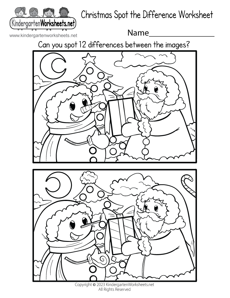 Christmas Spot the Difference Worksheet - Free Printable, Digital ...