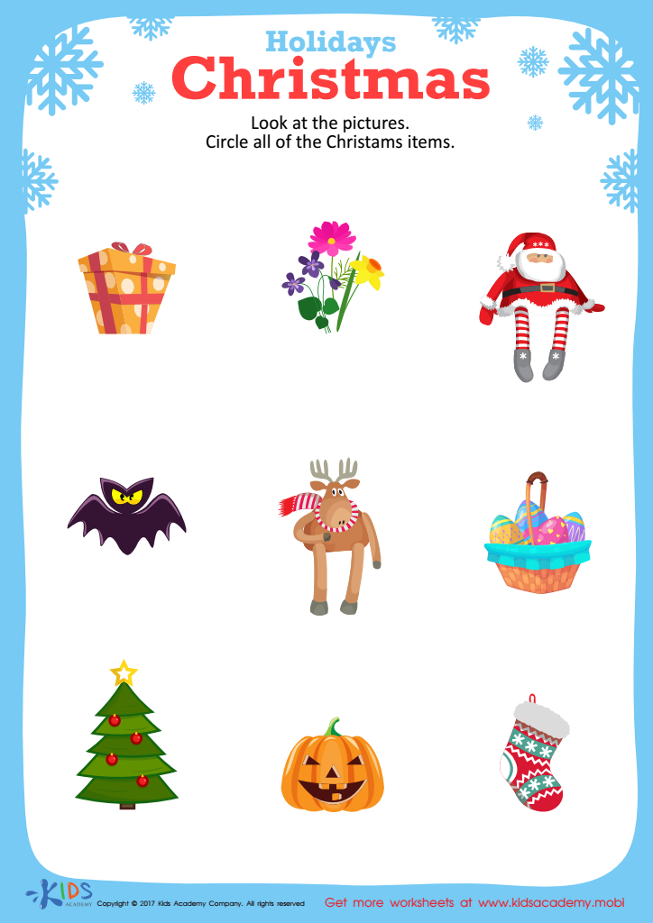 Christmas Holiday Worksheet: Free Printable PDF for Kids