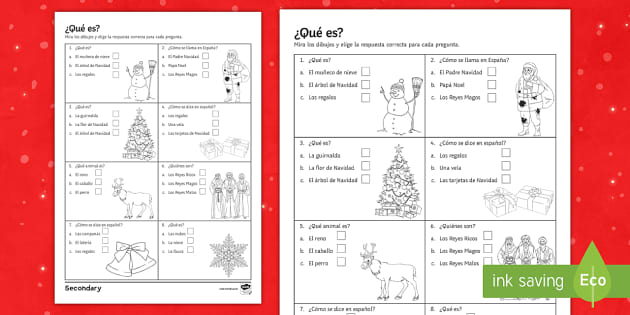 christmas worksheet in spanish