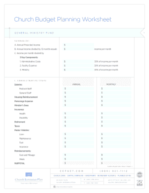 church budget worksheet