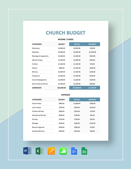 church budget worksheet