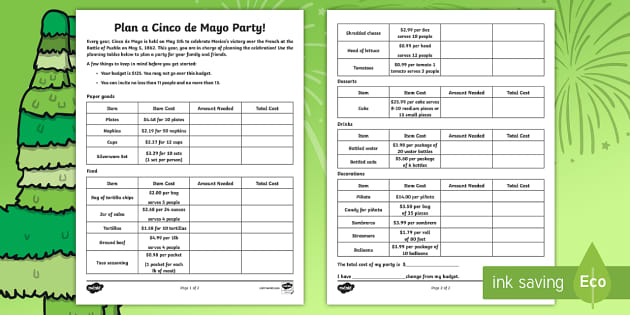 Cinco de Mayo Math Activity | Plan a Party | Twinkl USA