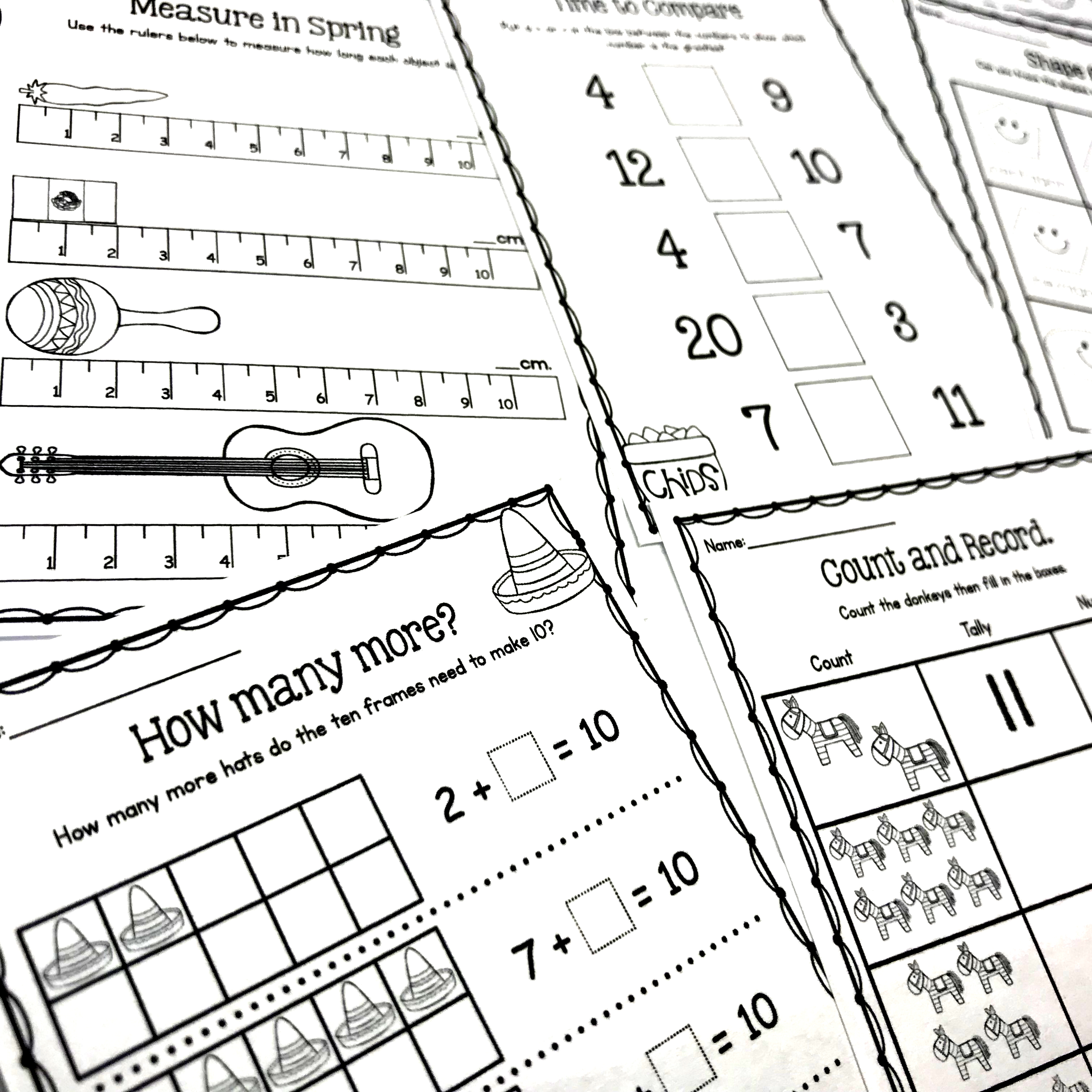 Cinco de Mayo Math Worksheets, No Prep