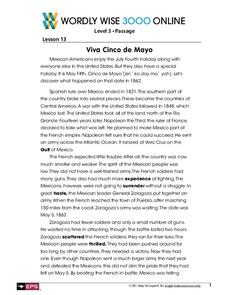 Viva Cinco de Mayo Worksheet for 4th - 8th Grade | Lesson Planet