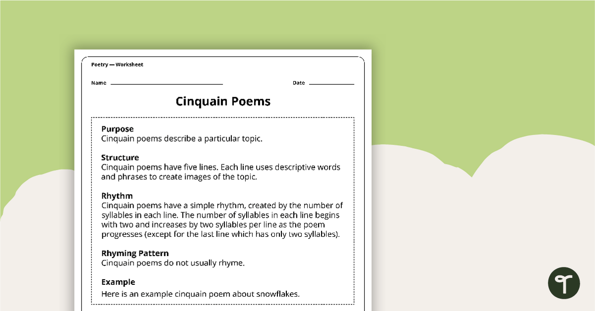 Writing a Cinquain Poem Worksheet Teach Starter Worksheets Library Writing a Cinquain Poem Worksheet Teach Starter Worksheets Library