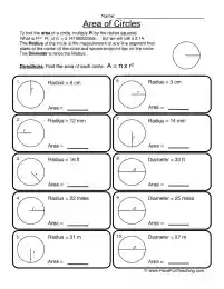 Area of Circles Worksheet by Teach Simple