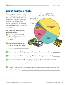 Great Game Graph! (Circle Graphs) | Printable Skills Sheets ...