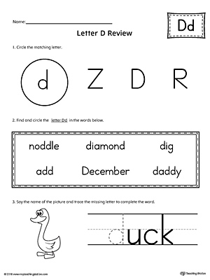 Learning the Letter D Worksheet | MyTeachingStation.com