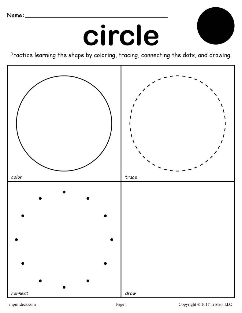 Circle Worksheet - Color, Trace, Connect, &  Draw!