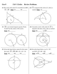 Circles Worksheet for 10th Grade | Lesson Planet