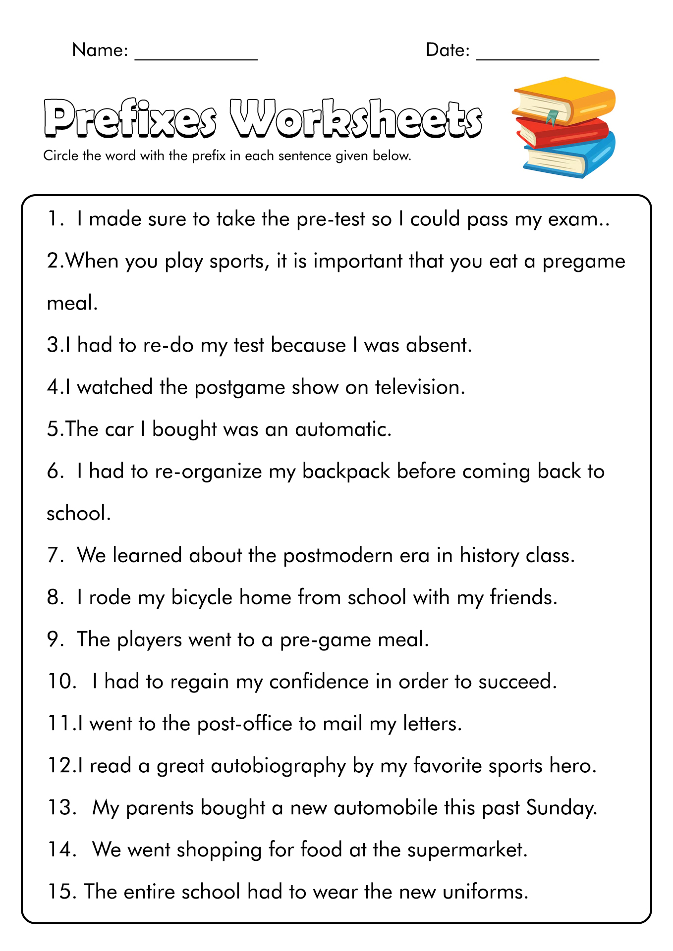 19 Free Printable Prefix Worksheets 4th Grade - Free PDF at ...