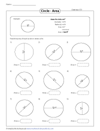 Circumference and Area of Circles Worksheets