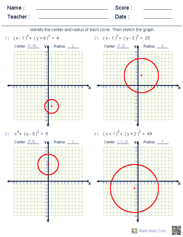 Geometry Worksheets | Circles Worksheets