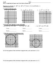 Day 1 Circles Review Worksheet HW .pdf - Alg II Name Day 1 ...
