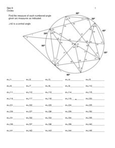 Geometry Circles Worksheet for 9th - 11th Grade | Lesson Planet