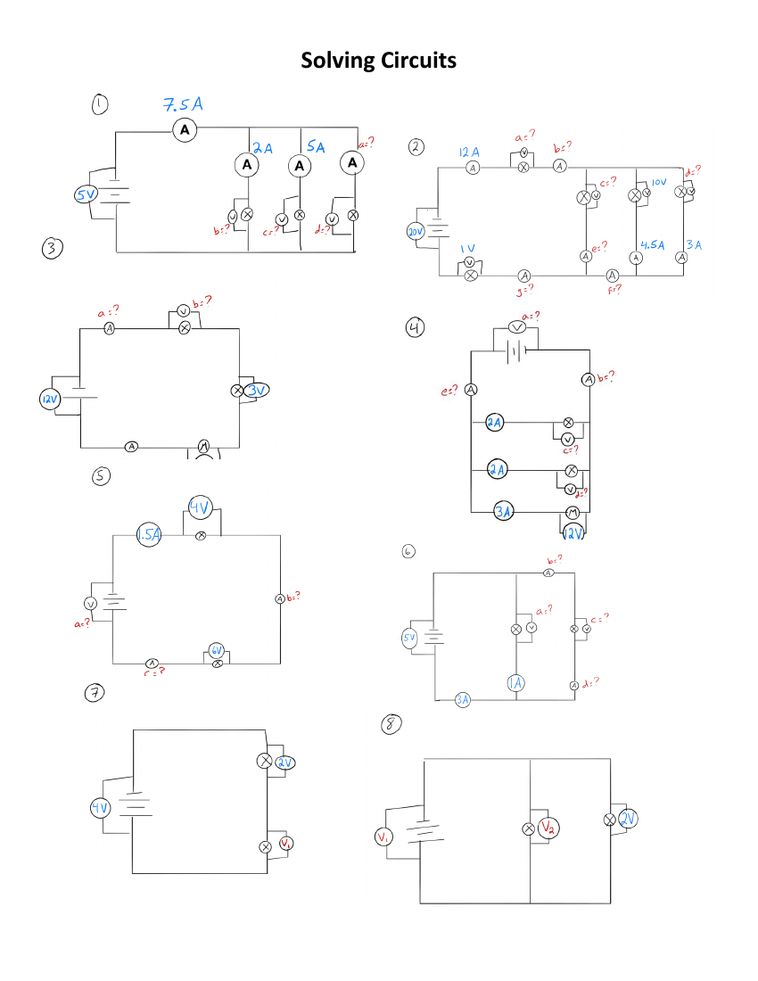 Solving Circuit Diagrams - Worksheet | Science 7th Grade - Worksheets ...