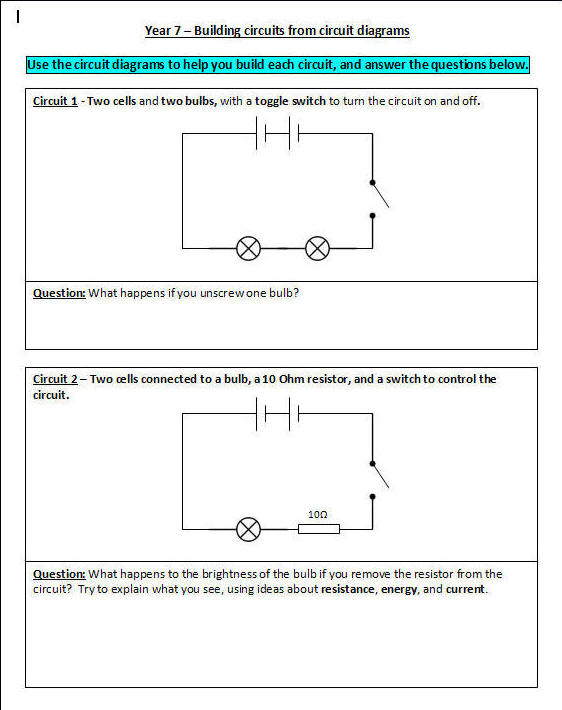 circuit diagrams worksheet