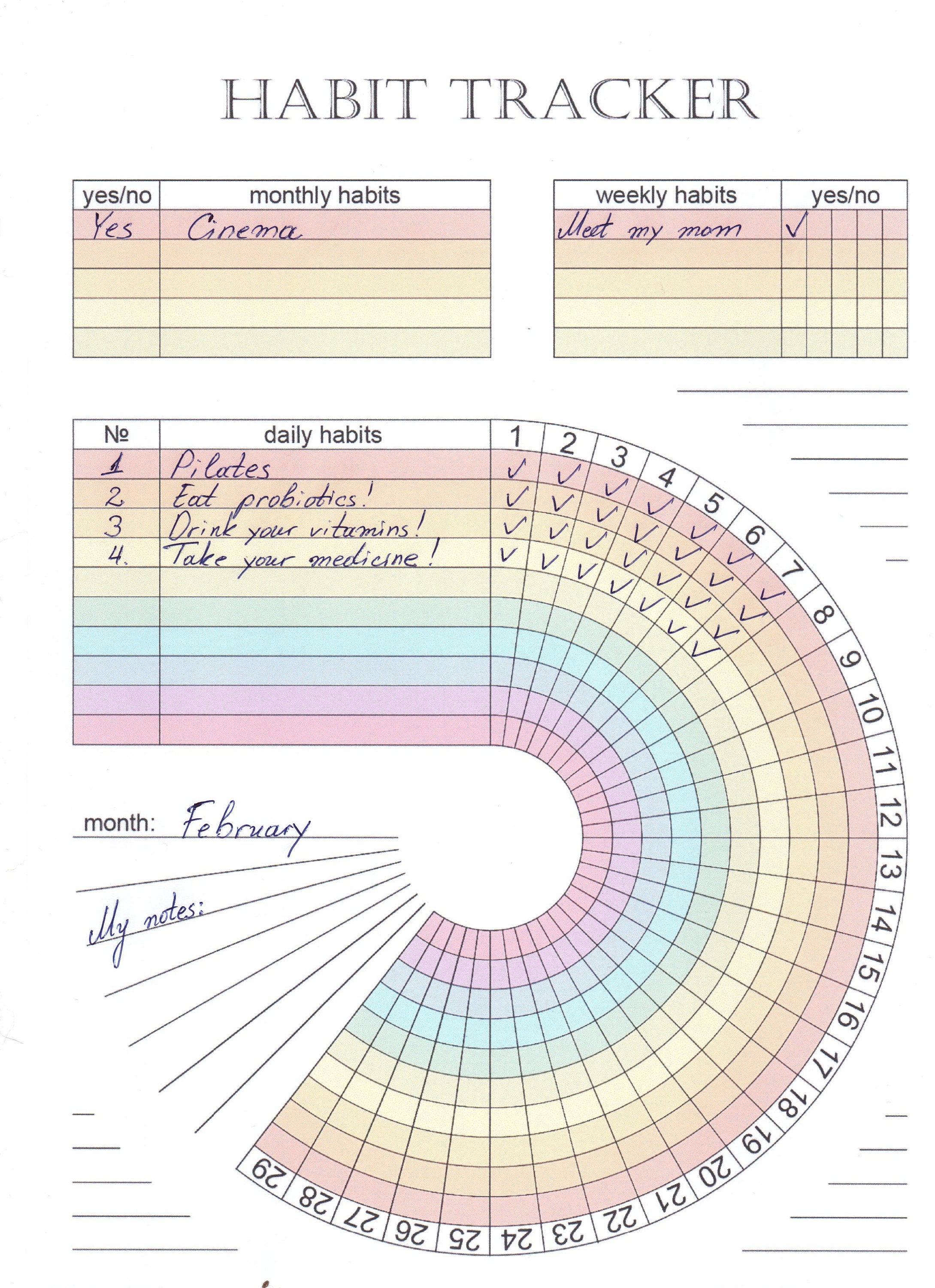 circular habit tracker printable