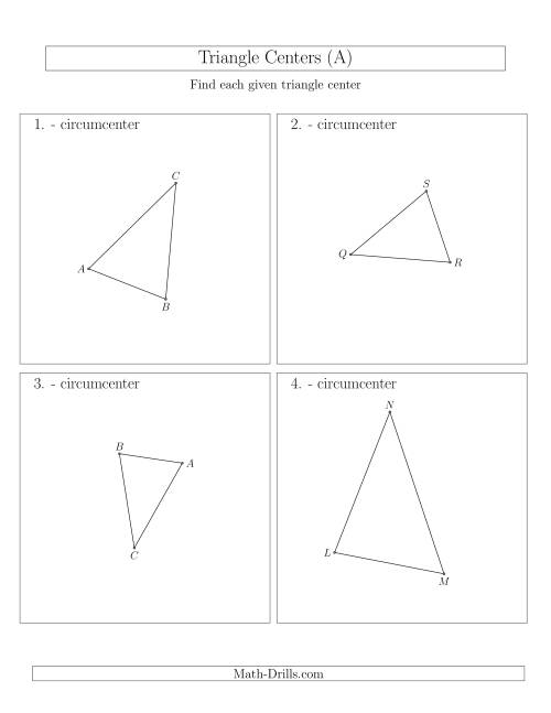 circumcenter of a triangle worksheet