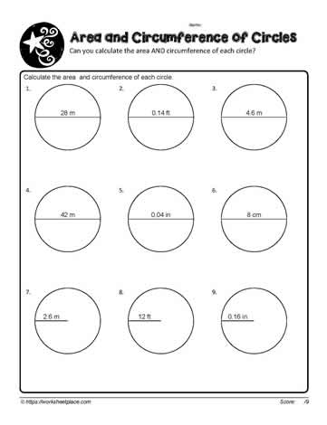 circumference and area of circles worksheet answers