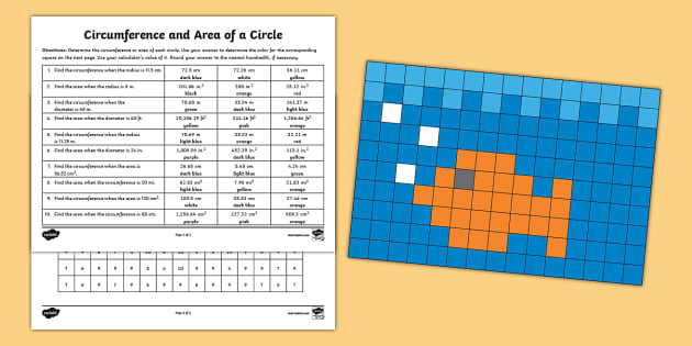 circumference and area worksheet