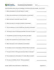 Circumference &  Area Worksheet 1 Worksheet for 6th - 9th Grade ...
