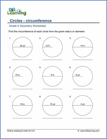 circumference of circles worksheet