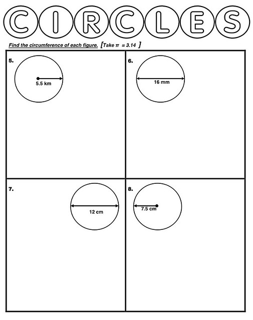 circumference of circles worksheet